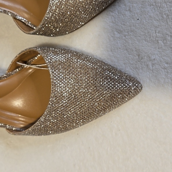 Jessica Simpson Gold Adjustable Ankle Strap Sparkly 3.3/4" Heels Size 8.5 - Picture 3 of 9